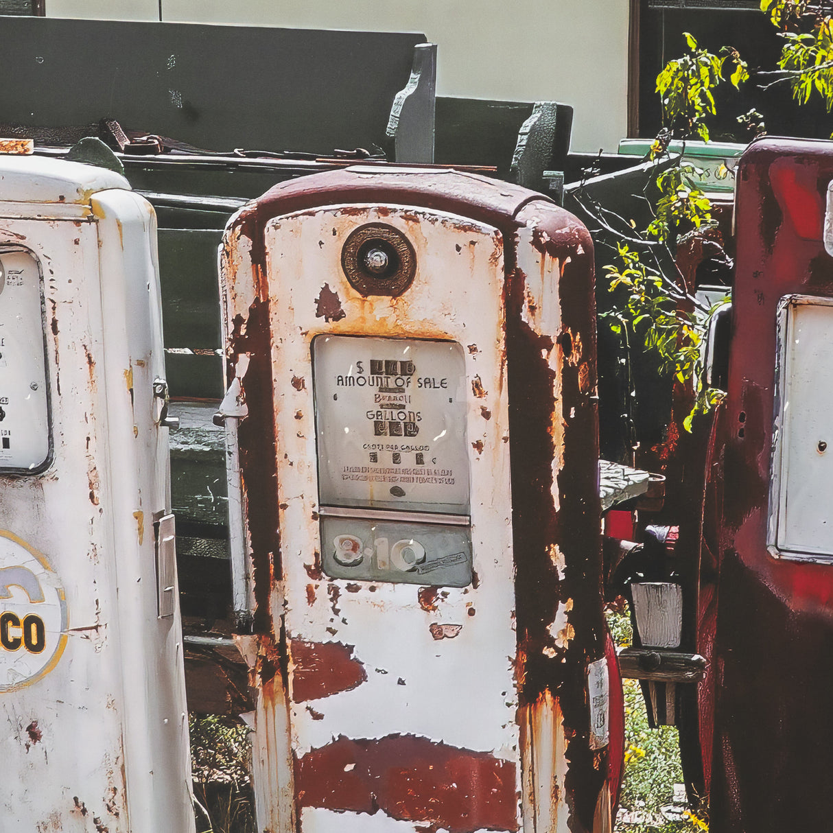 Gas Pumps by Richard Silver Hand Embelished Framed Art Print Matted under Glass from Mercana - Luna Furniture