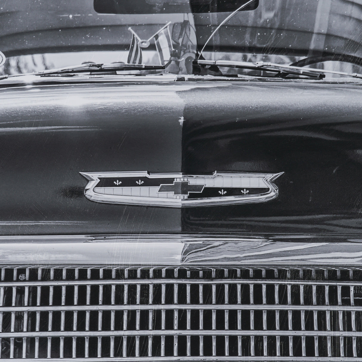 Classic Old Chevy in Havana Cuba by Richard Silver Textured Framed Art Print Matted under Glass from Mercana - Luna Furniture