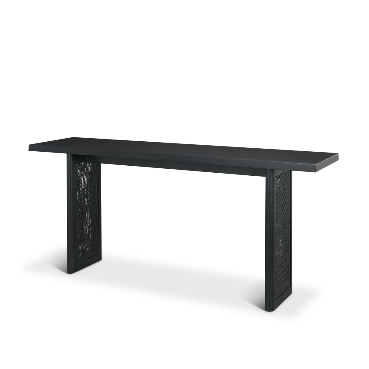 Grier 65" Black Wood w/ Black Cane Console Table from Mercana - Luna Furniture