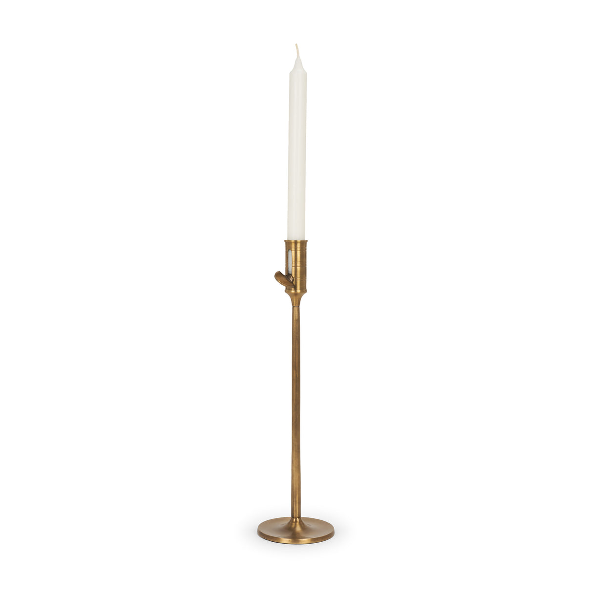 Chantria Large Solid Natural Brass Adjustable Taper Candle Holder from Mercana - Luna Furniture