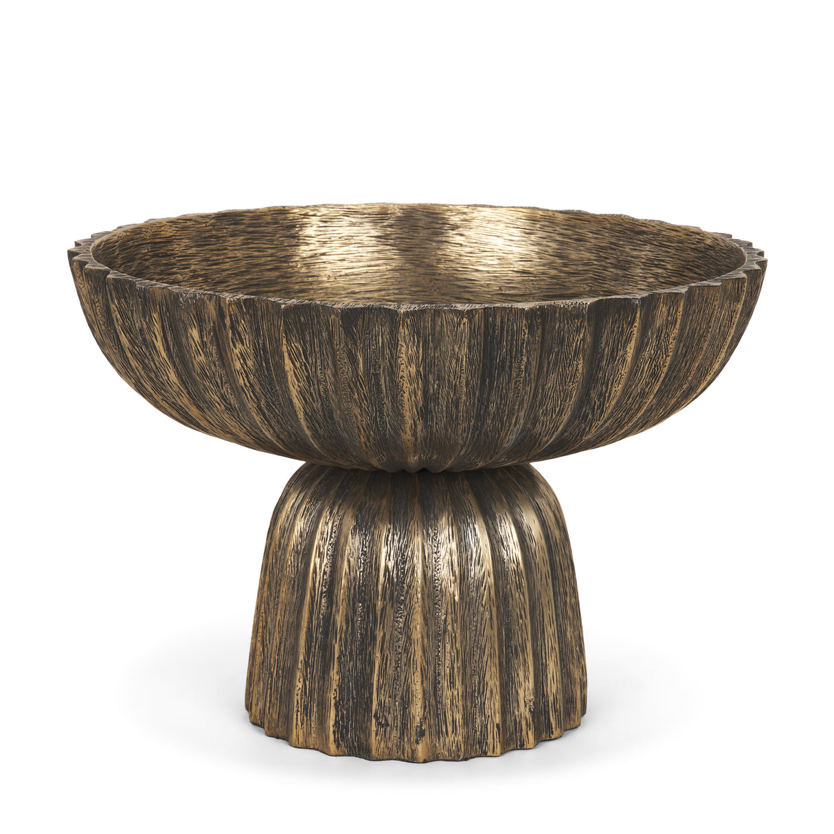Ciaran Fluted Textured Antiqued Gold Metal Decorative Bowl from Mercana - Luna Furniture