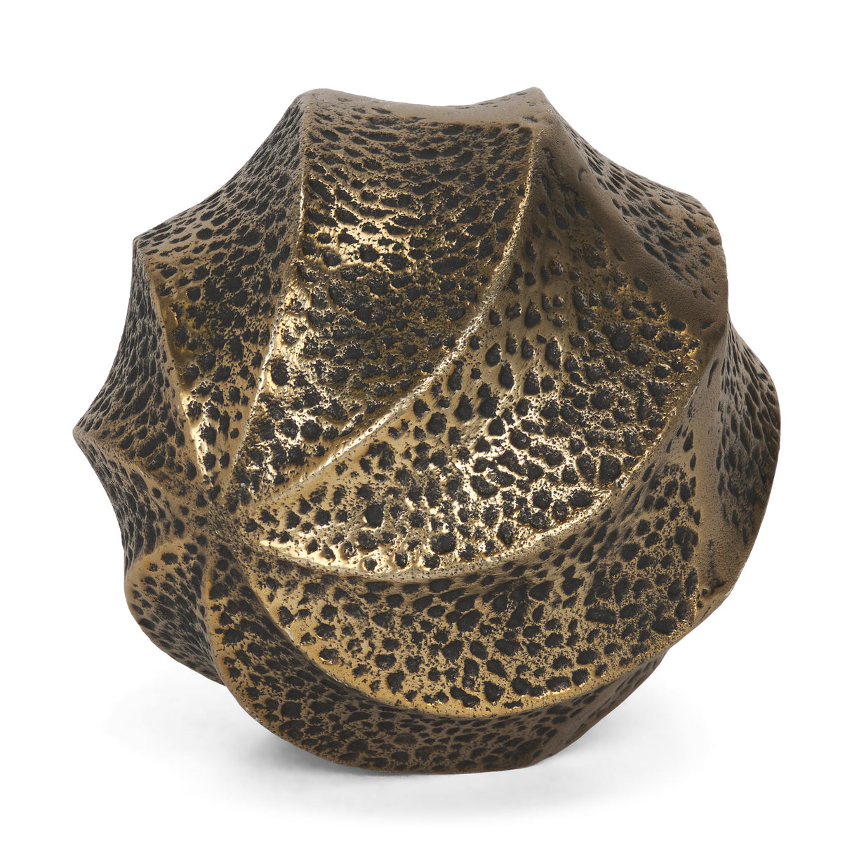 Imani Large Sculptural Textured Antiqued Gold Metal Decorative Orb Object from Mercana - Luna Furniture