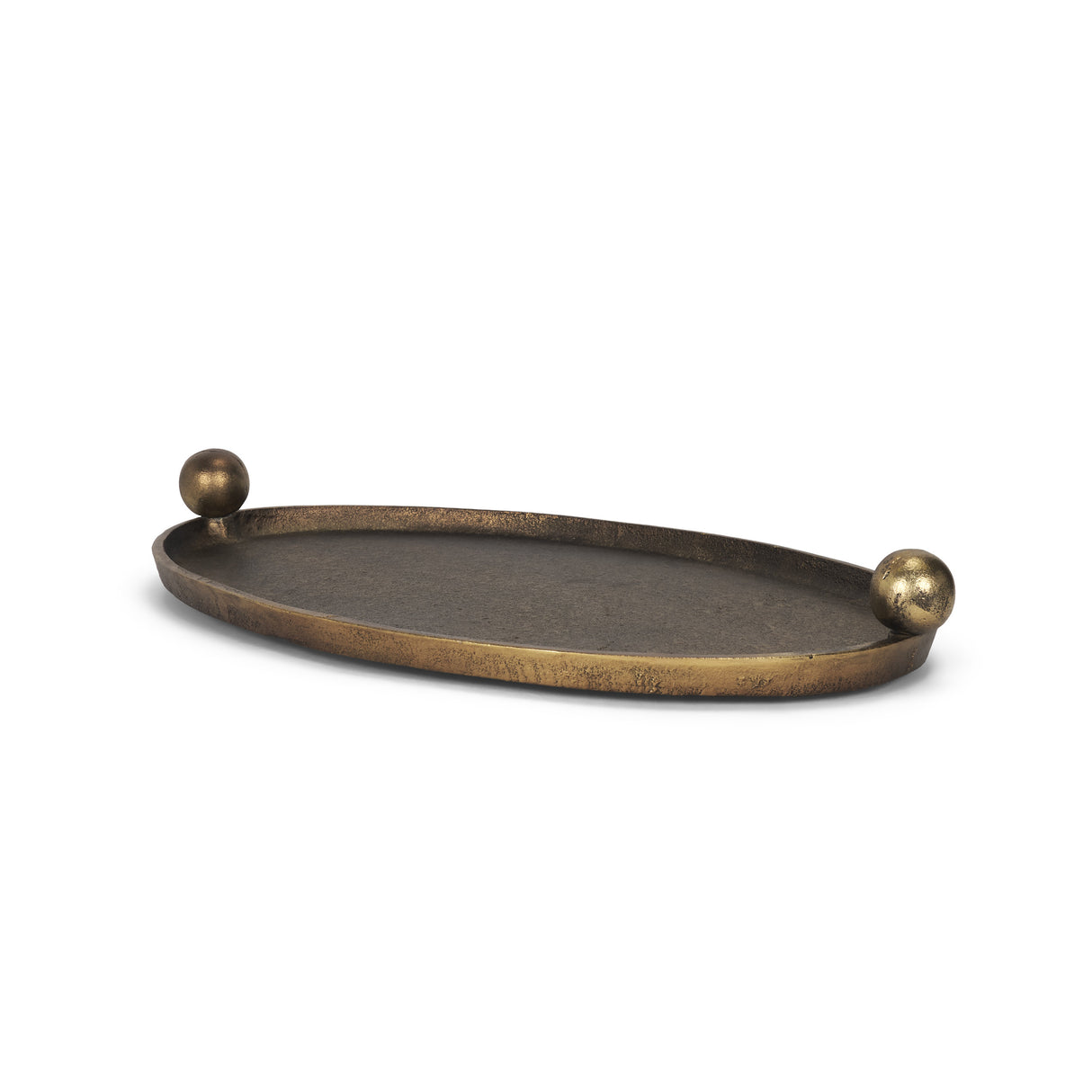 Jianna Large Oval Textured Antiqued Gold Metal Tray with Handles from Mercana - Luna Furniture