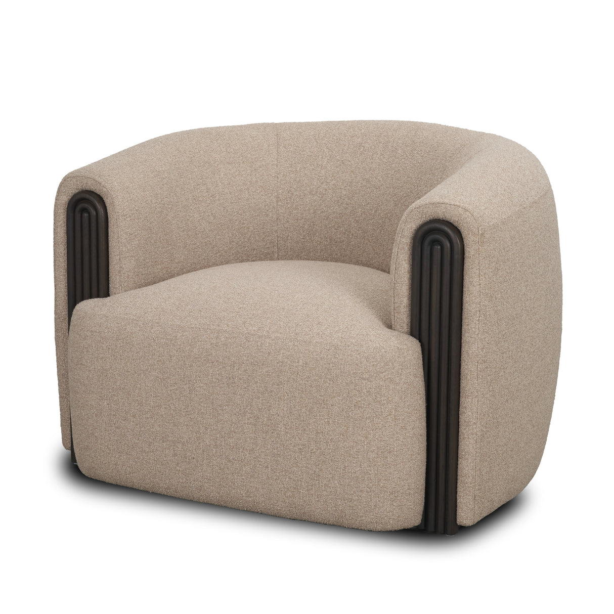 Kornelia Textured Mushroom Fabric Barrel Accent Chair from Mercana - Luna Furniture