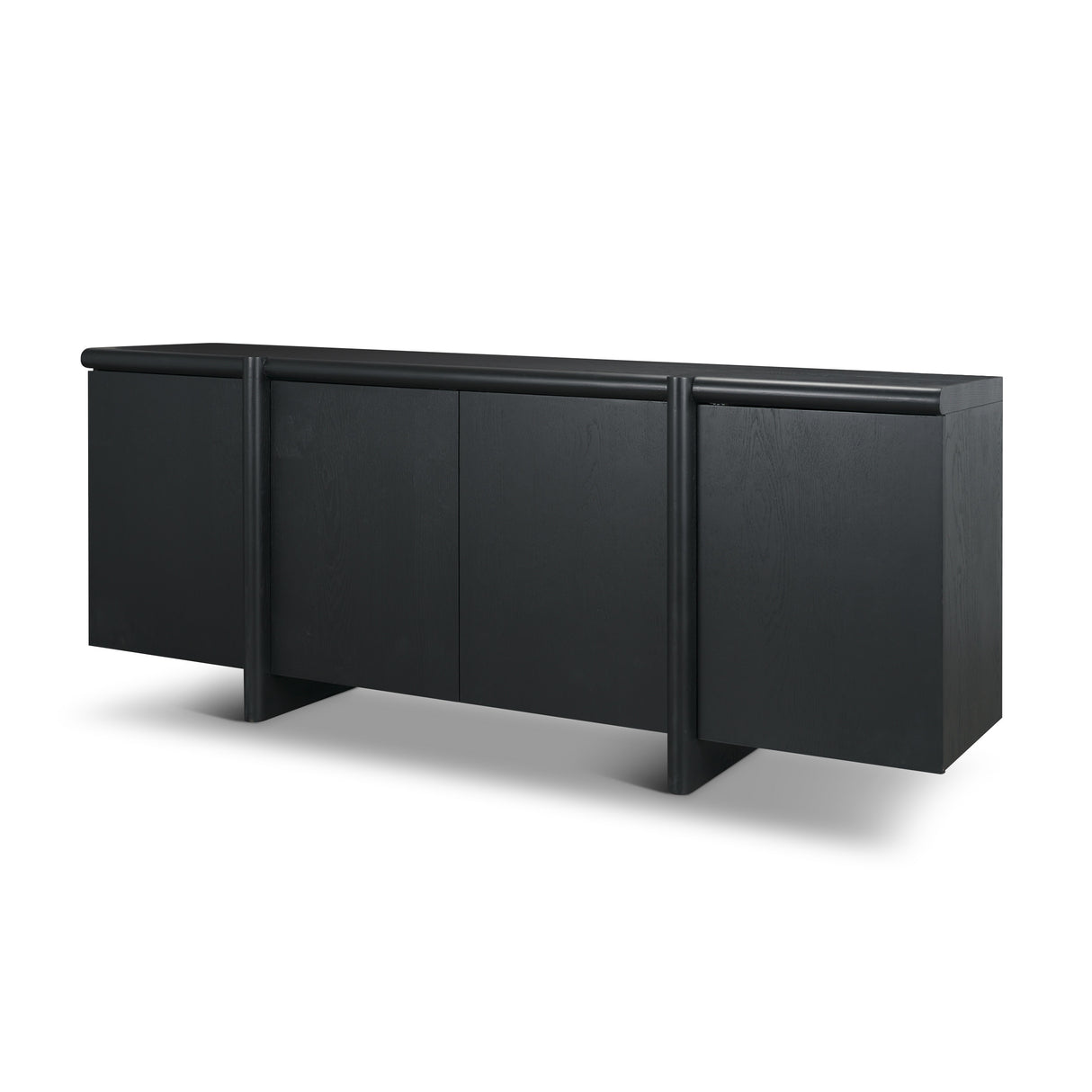 Rowan Black Oak Wood Closed 4 Door Sideboard from Mercana - Luna Furniture