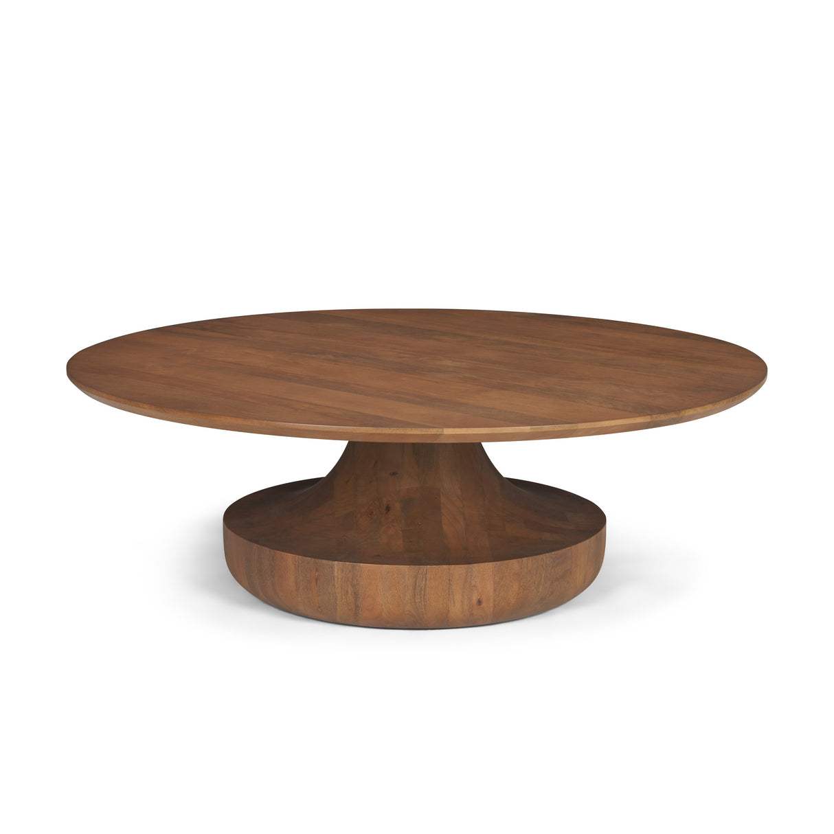 Arno Warm Mid-Brown Wood Sculptural Round Coffee Table from Mercana - Luna Furniture