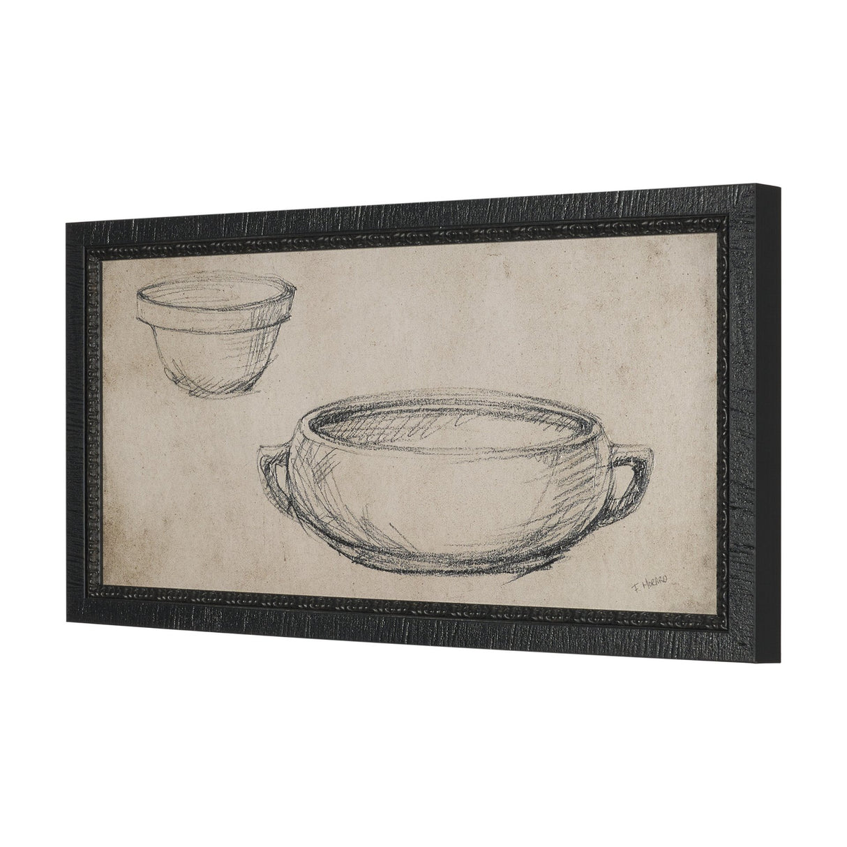 Vintage Tableware Sketch (Set of 2) by Mercana Studio Hand Embelished Textured Framed Canvas Matted from Mercana - Luna Furniture