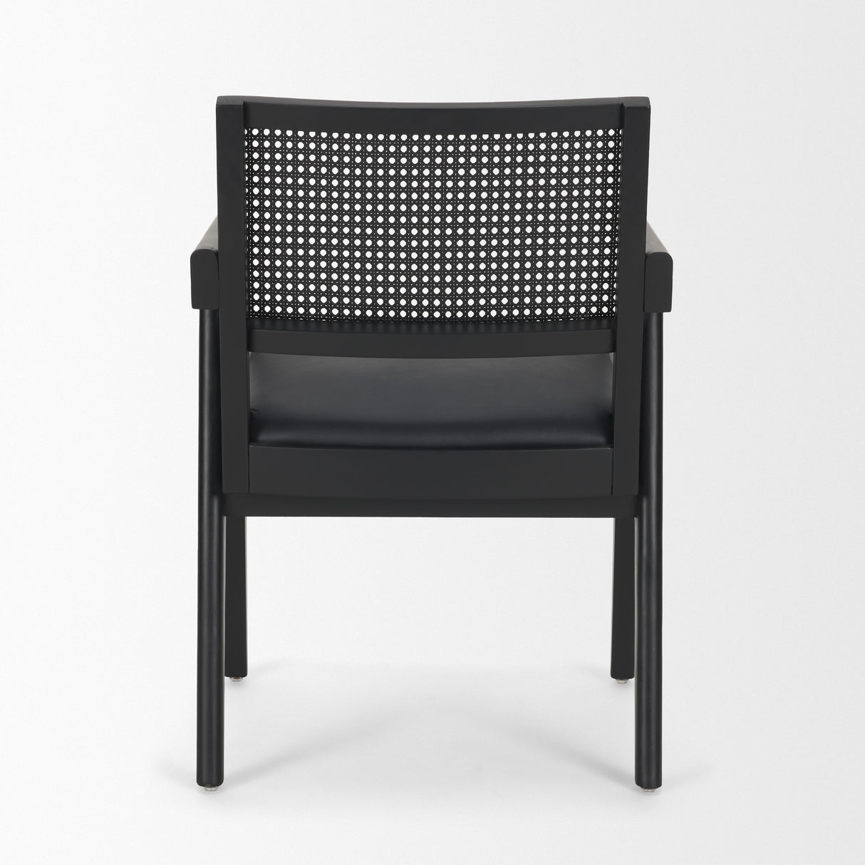 Reid Framed Black Cane Black Fabric Dining Armchair from Mercana - Luna Furniture