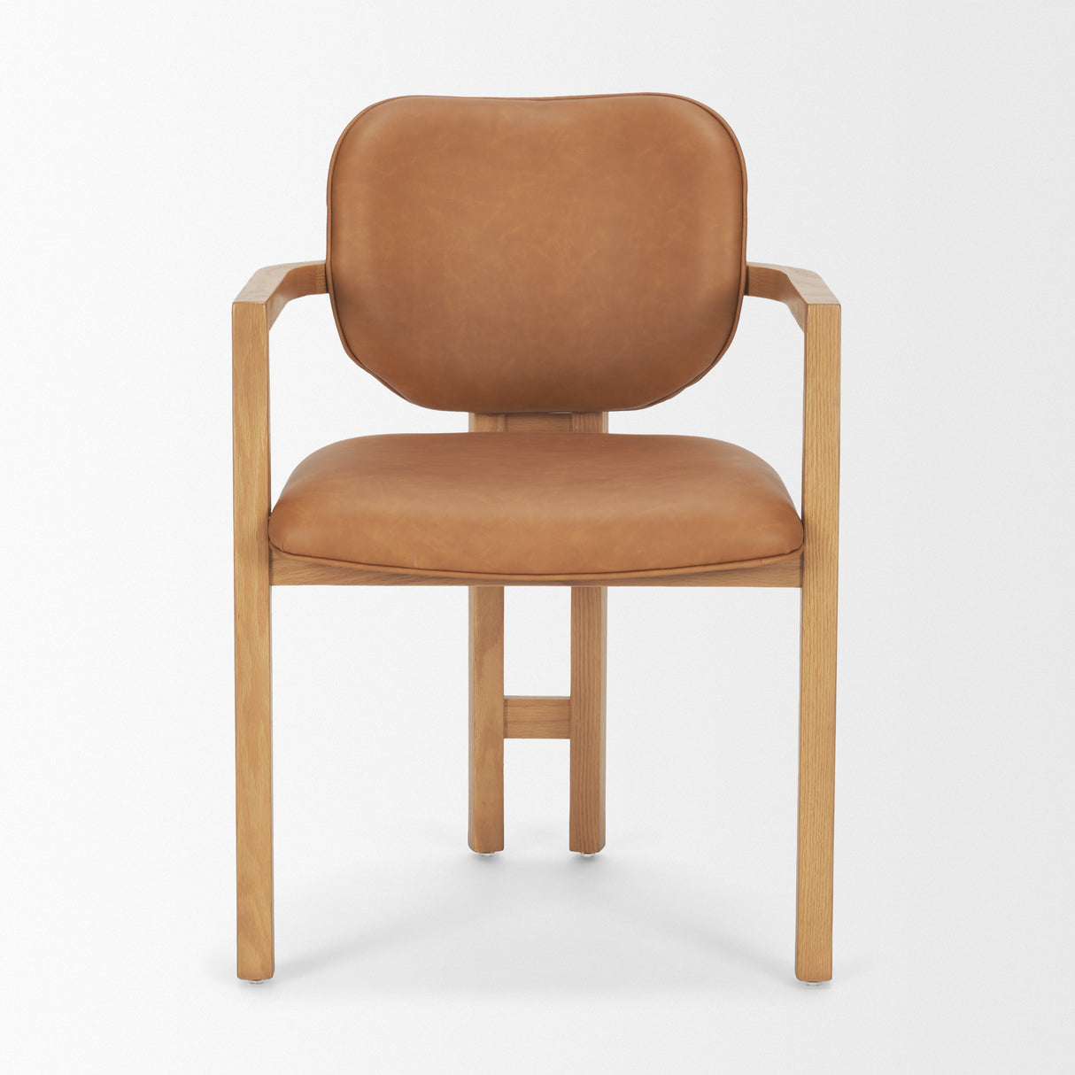 Carlisle Curved Back Tan Leather Tripod Frame Dining Armchair from Mercana - Luna Furniture