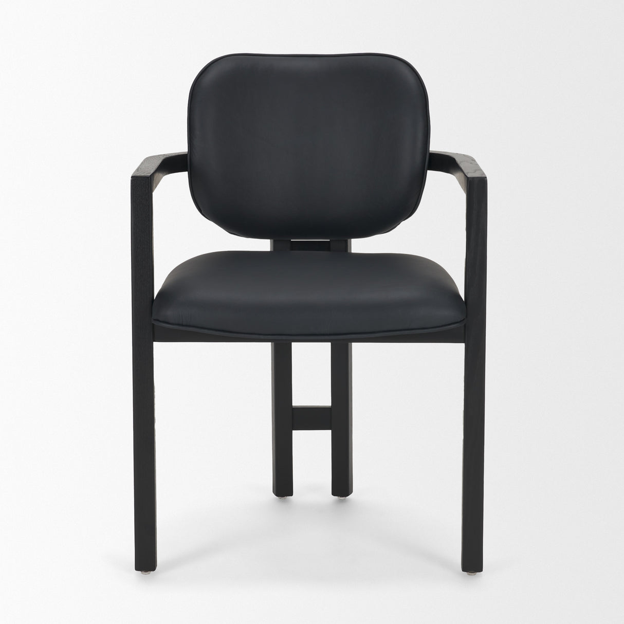 Carlisle Curved Back Black Leather Tripod Frame Dining Armchair from Mercana - Luna Furniture