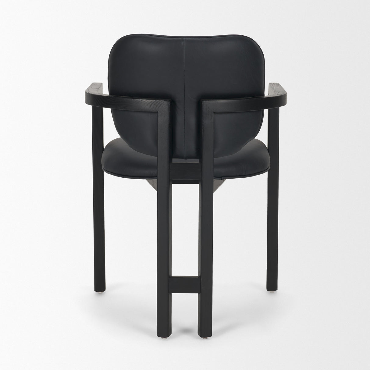 Carlisle Curved Back Black Leather Tripod Frame Dining Armchair from Mercana - Luna Furniture