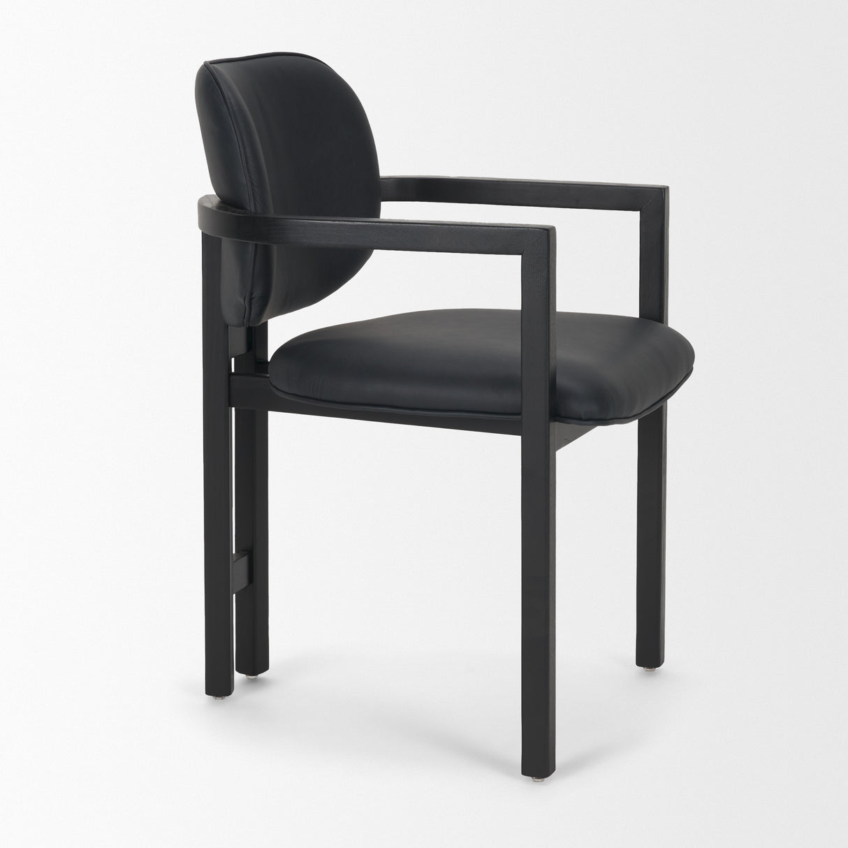 Carlisle Curved Back Black Leather Tripod Frame Dining Armchair from Mercana - Luna Furniture