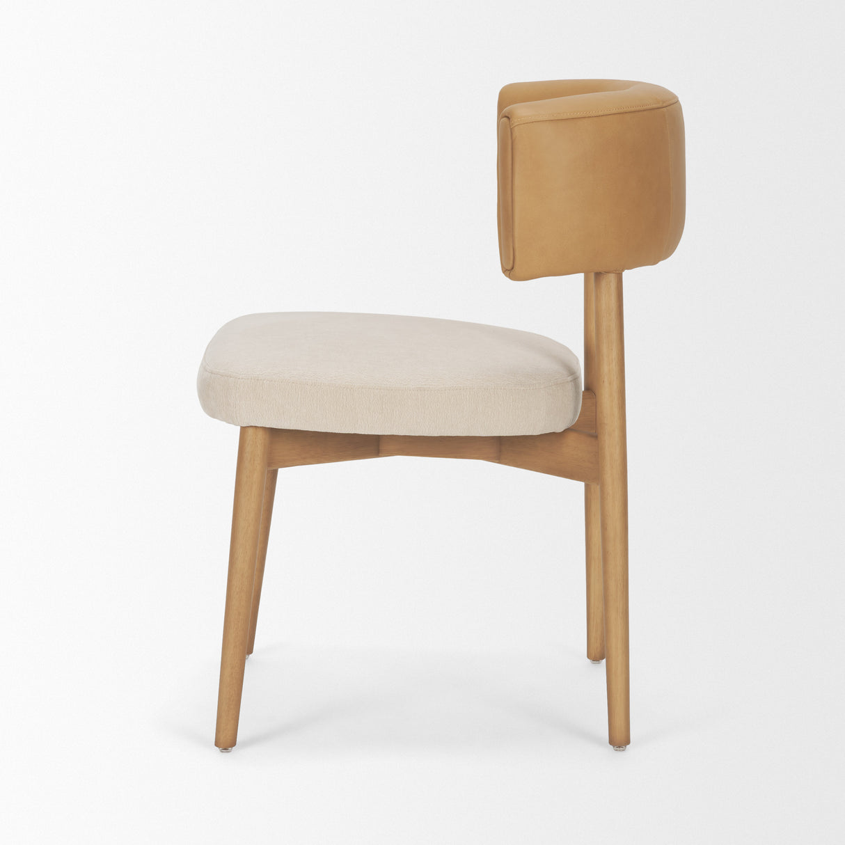 Motley Curved Open Back Cream Fabric and Tan Leather Dining Chair, Set of 2 from Mercana - Luna Furniture