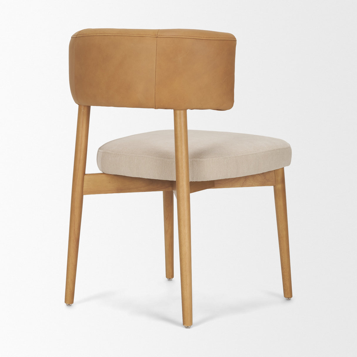 Motley Curved Open Back Cream Fabric and Tan Leather Dining Chair, Set of 2 from Mercana - Luna Furniture