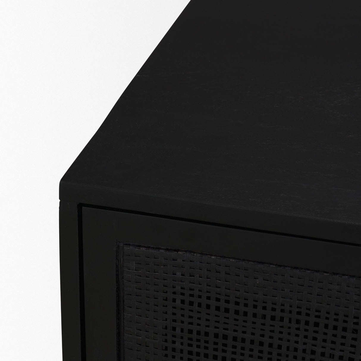 Grier Matte Black Stained Wood w/ Black Cane Accent Cabinet from Mercana - Luna Furniture