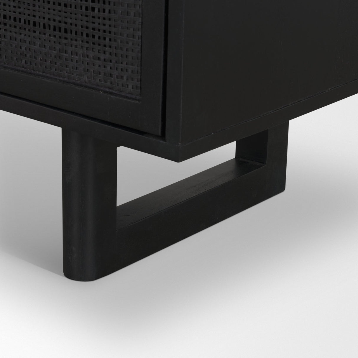 Grier Matte Black Stained Wood w/ Black Cane Accent Cabinet from Mercana - Luna Furniture