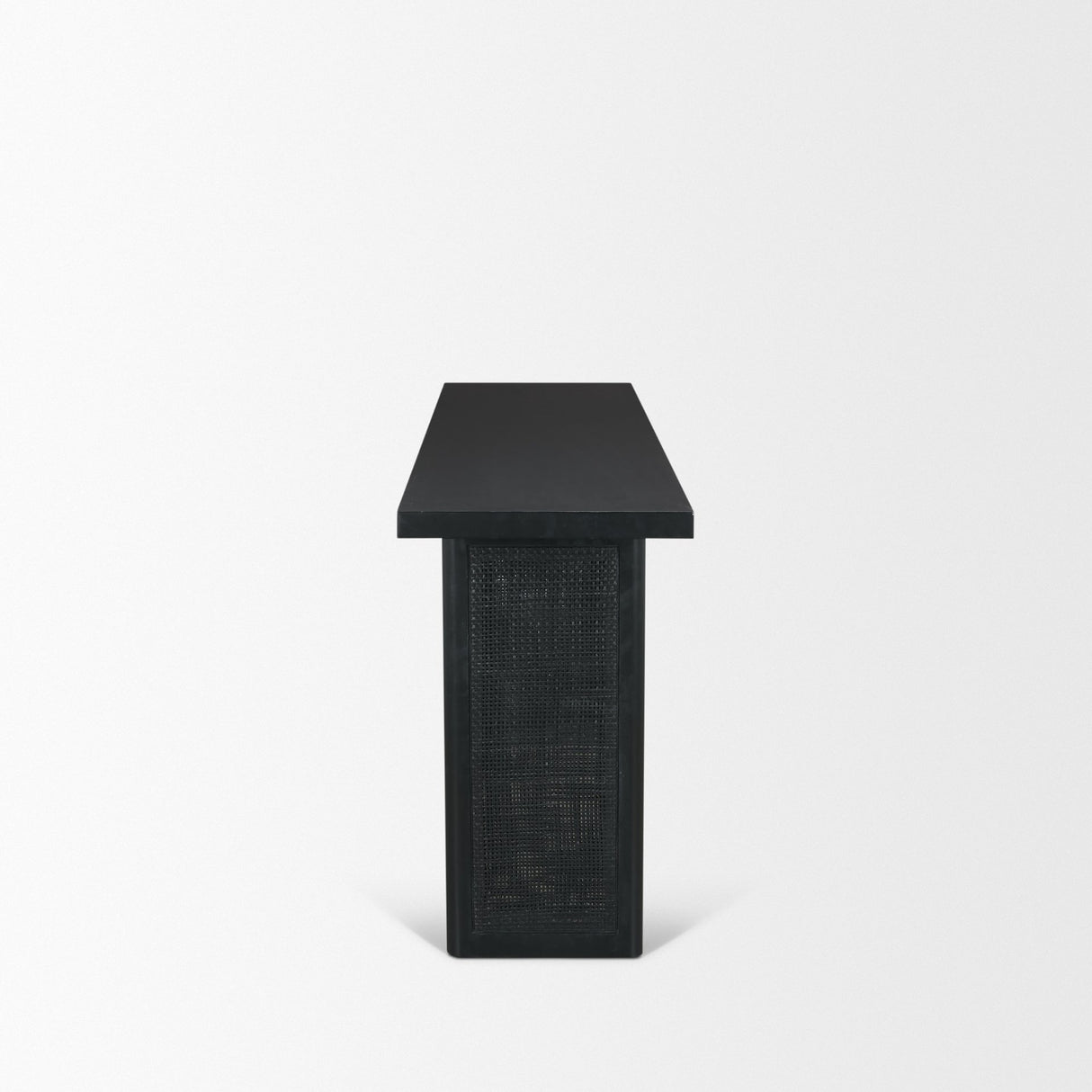 Grier 65" Black Wood w/ Black Cane Console Table from Mercana - Luna Furniture