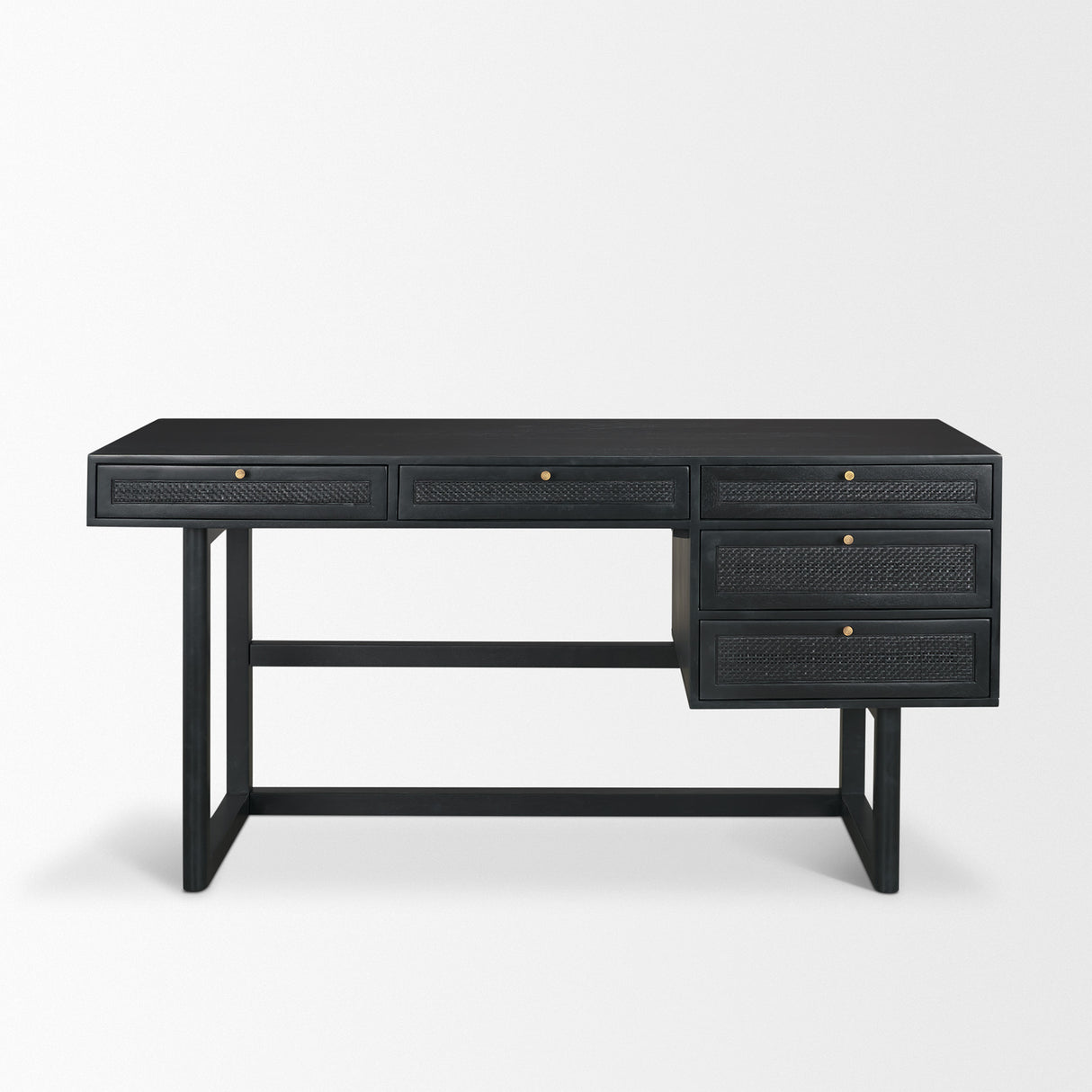 Grier 60" Black Solid Wood W/ Black Cane Office Desk from Mercana - Luna Furniture