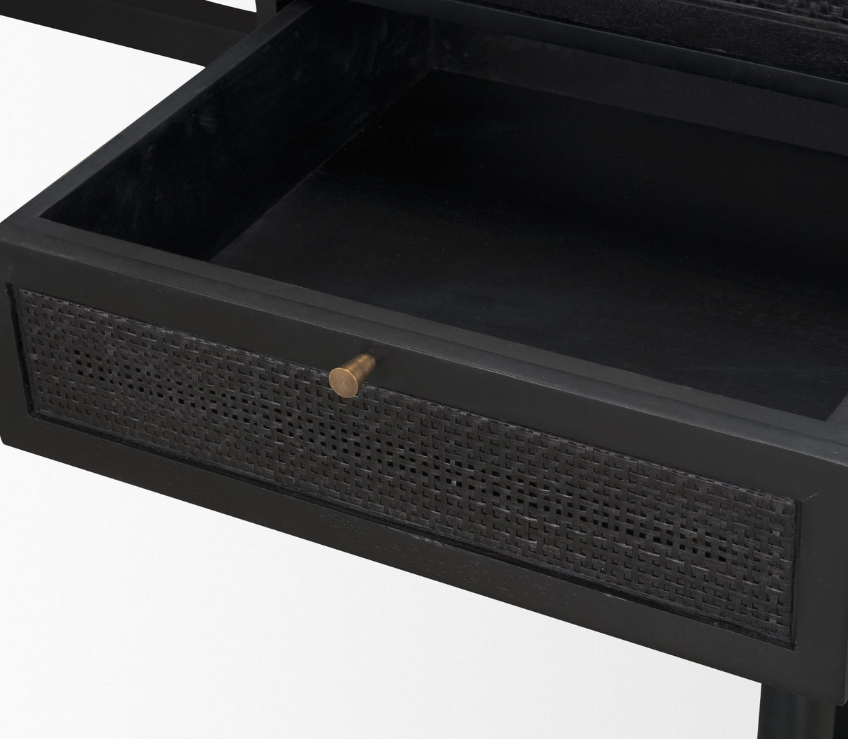 Grier 60" Black Solid Wood W/ Black Cane Office Desk from Mercana - Luna Furniture