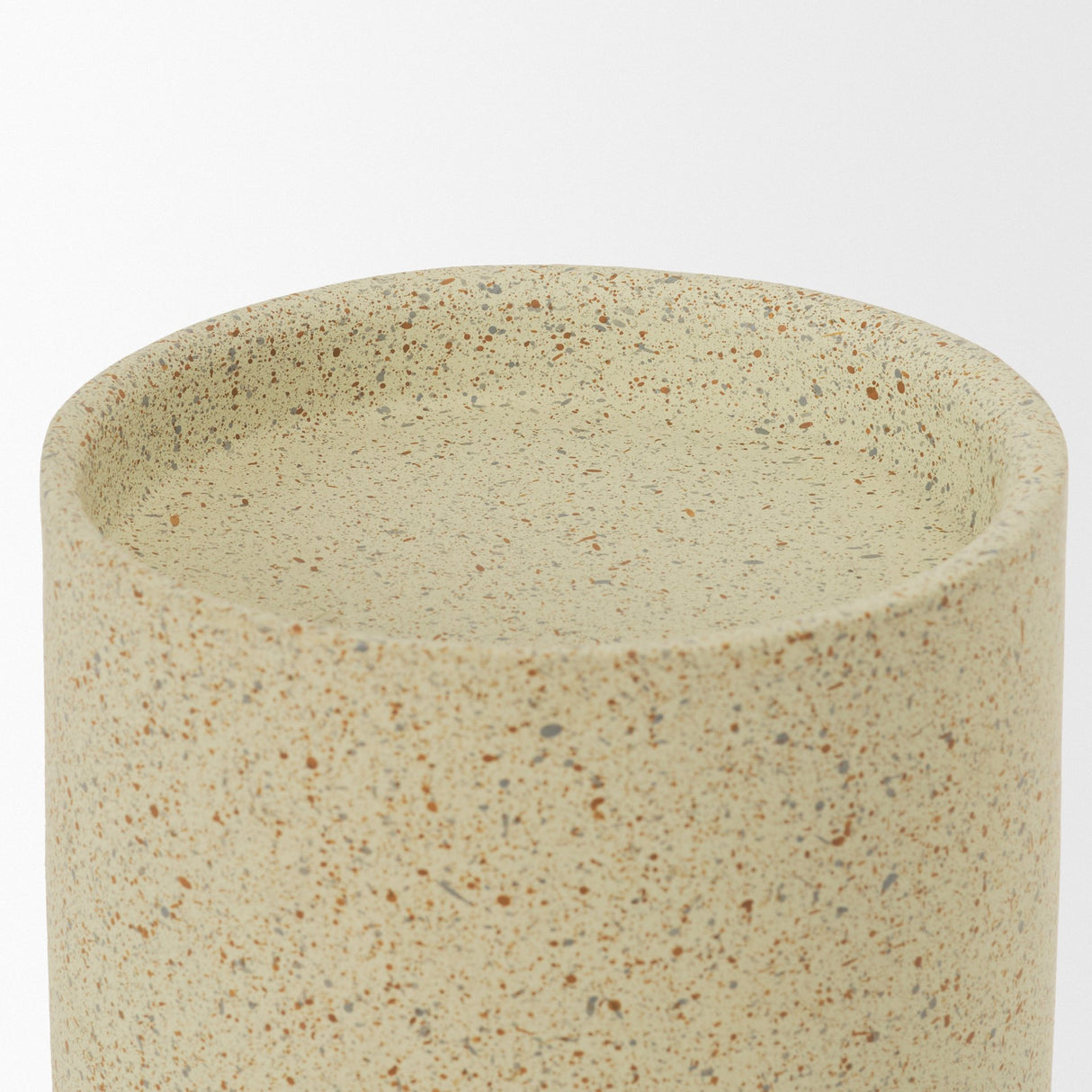 Akira Small Textured Beige Metal Pillar Candle Holder from Mercana - Luna Furniture
