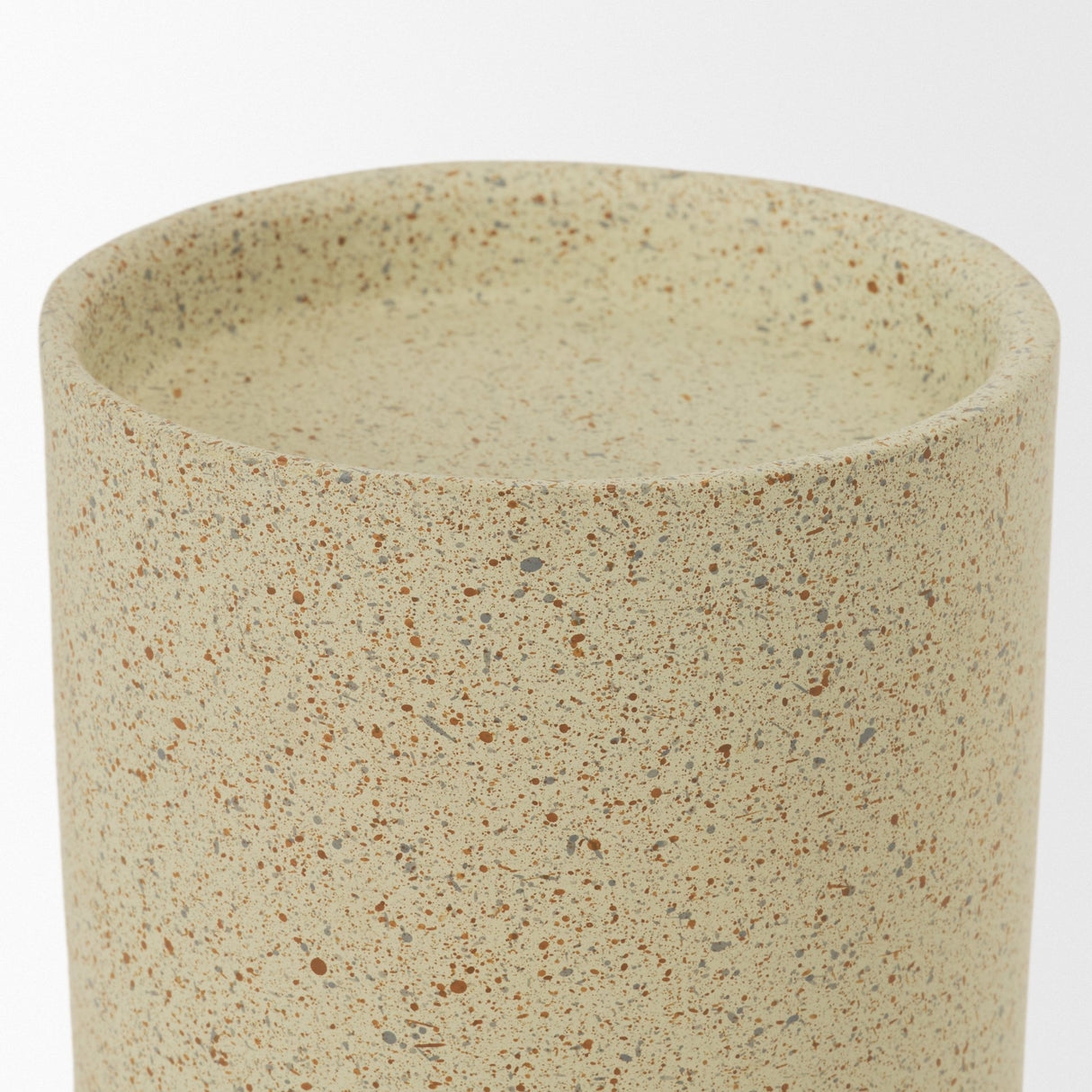 Akira Small Textured Beige Metal Pillar Candle Holder from Mercana - Luna Furniture