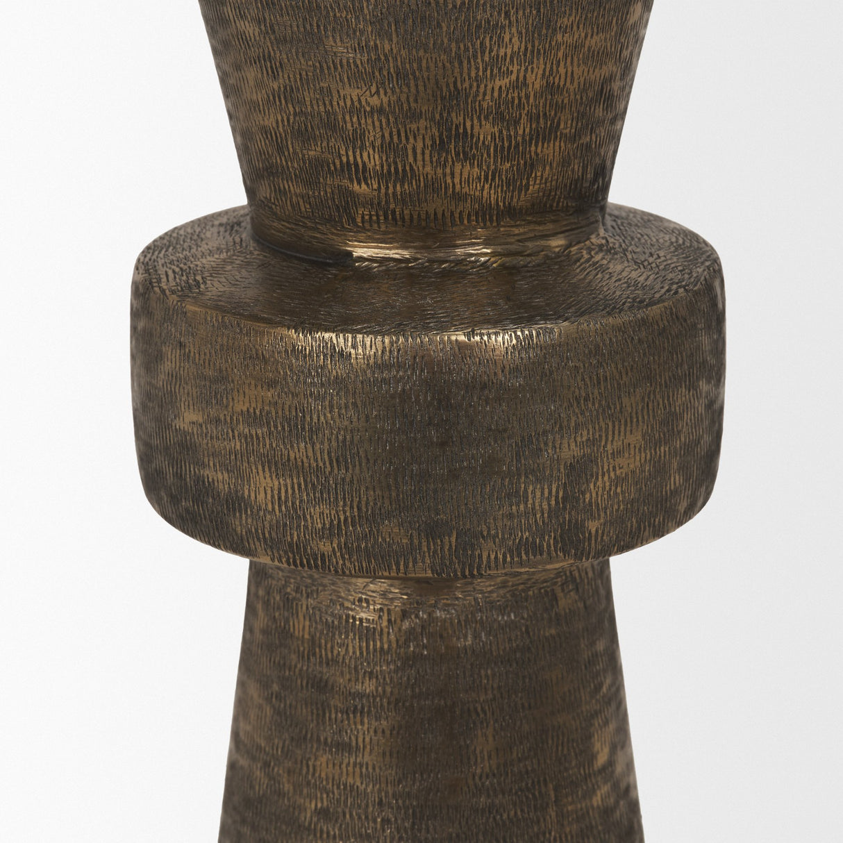 Odilia Large Textured Antiqued Gold Metal Geometric Pillar Candle Holder from Mercana - Luna Furniture