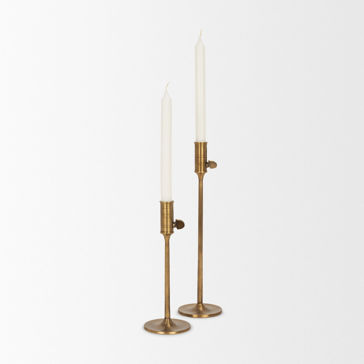Chantria Large Solid Natural Brass Adjustable Taper Candle Holder from Mercana - Luna Furniture