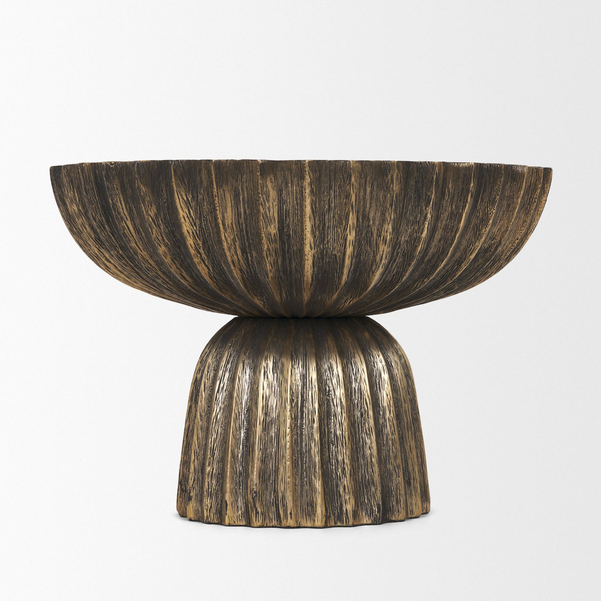 Ciaran Fluted Textured Antiqued Gold Metal Decorative Bowl from Mercana - Luna Furniture