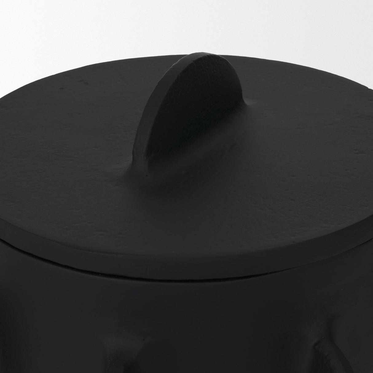 Deacon Large Matte Black Metal Canister with Sculptural Handles from Mercana - Luna Furniture