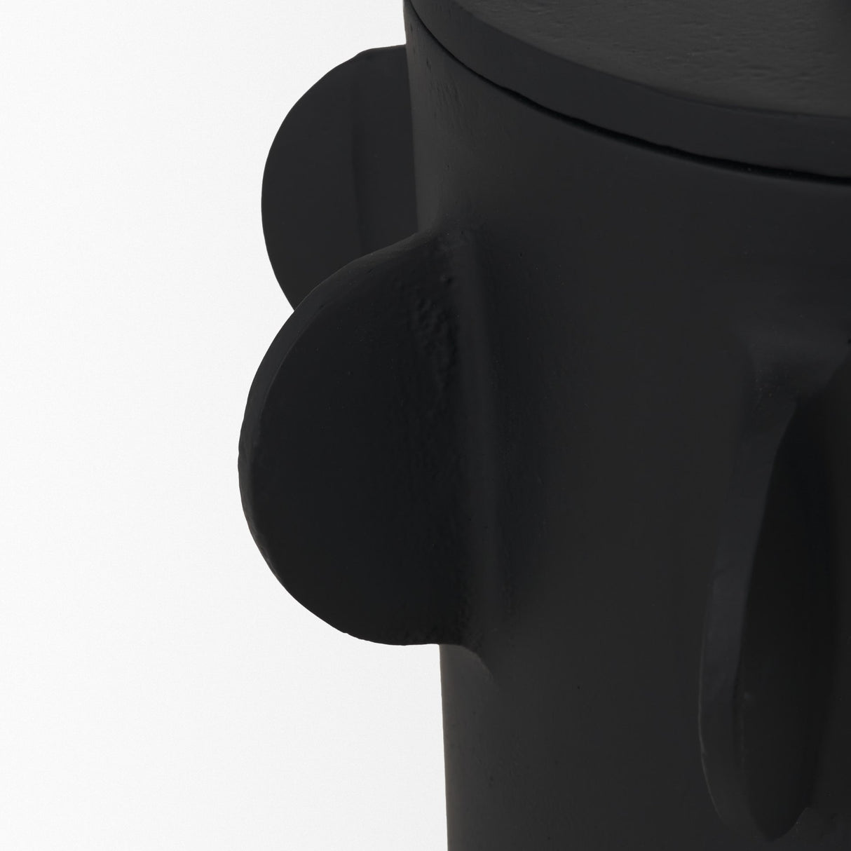 Deacon Large Matte Black Metal Canister with Sculptural Handles from Mercana - Luna Furniture