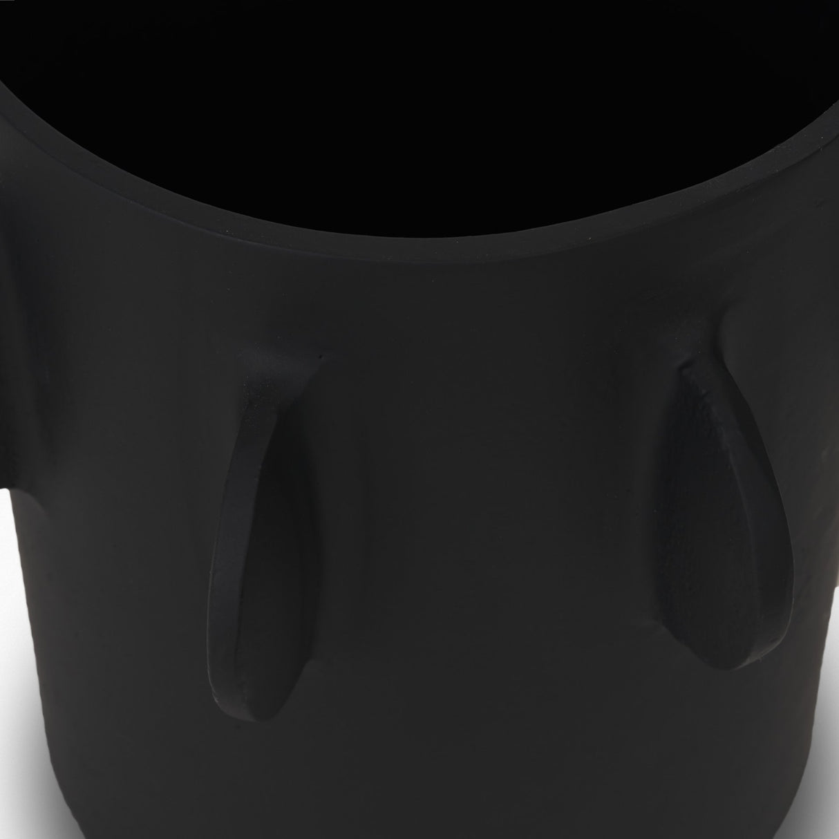 Deacon Large Matte Black Metal Canister with Sculptural Handles from Mercana - Luna Furniture