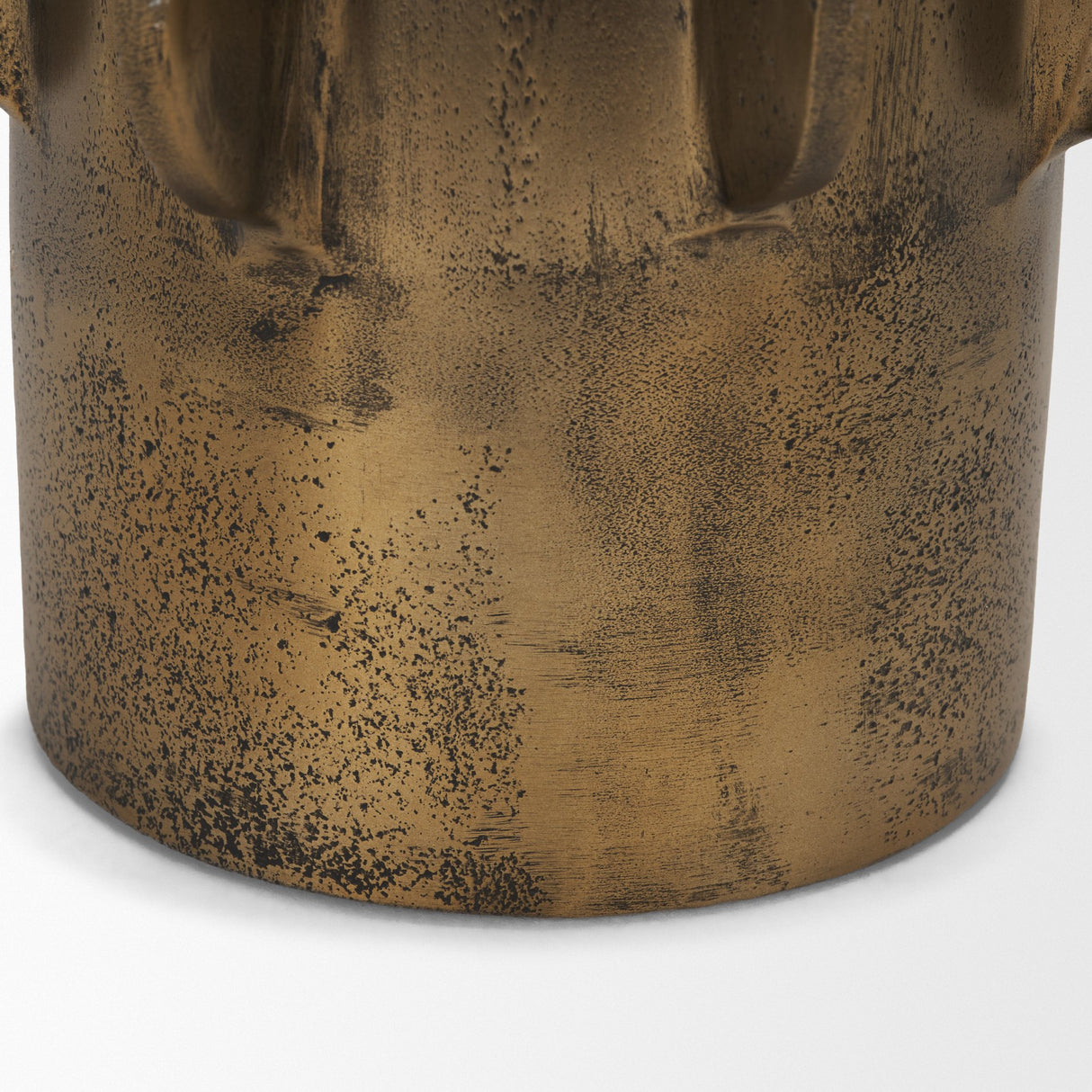 Deacon Small Antiqued Gold Metal Canister with Sculptural Handles from Mercana - Luna Furniture