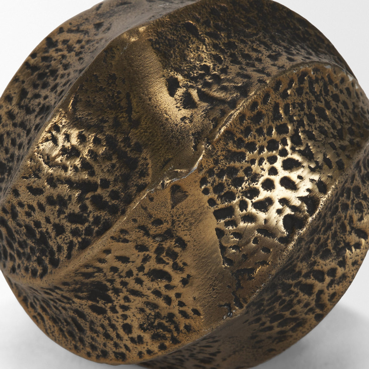 Imani Small Sculptural Textured Antiqued Gold Metal Decorative Orb Object from Mercana - Luna Furniture