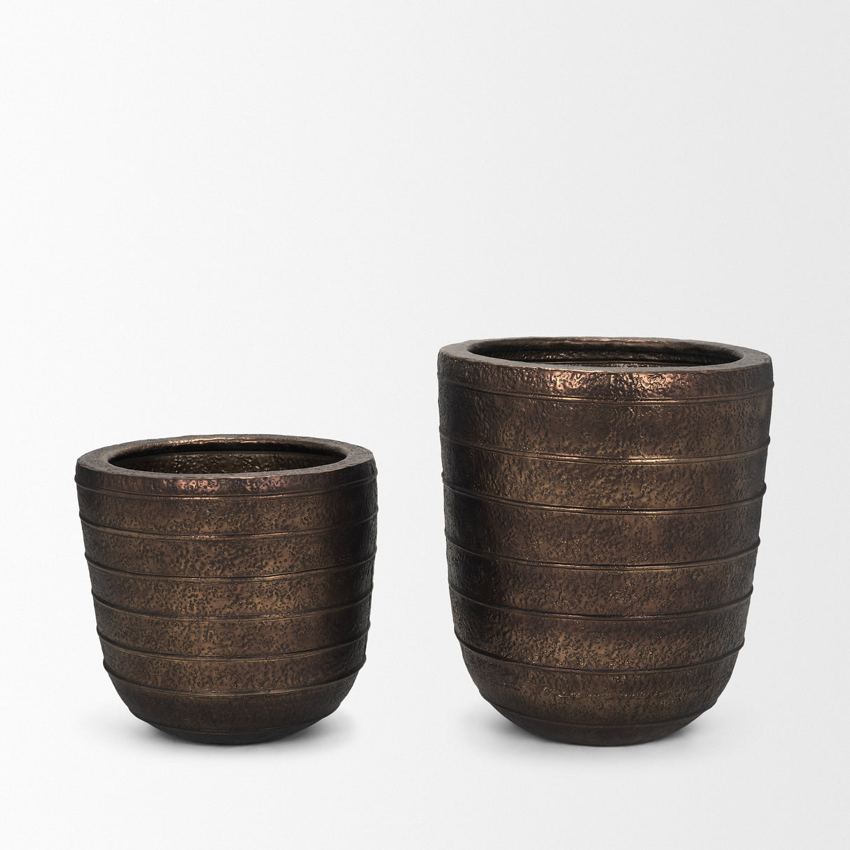 Aivana Large Antiqued Gold Metal Floor Vase from Mercana - Luna Furniture
