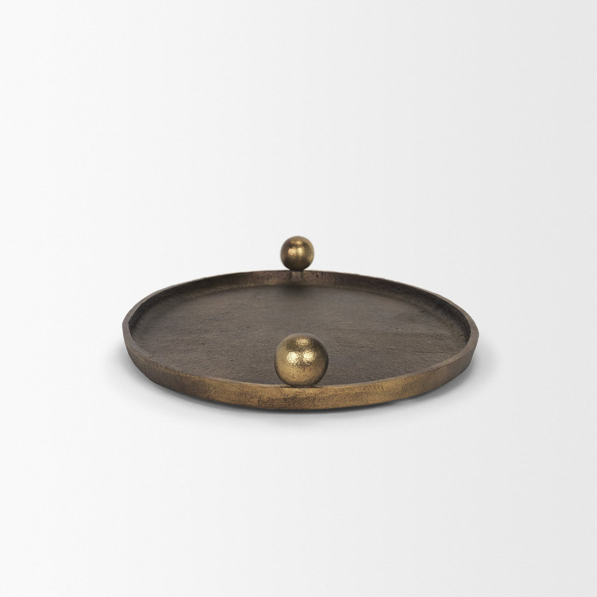 Jianna Small Oval Textured Antiqued Gold Metal Tray with Handles from Mercana - Luna Furniture