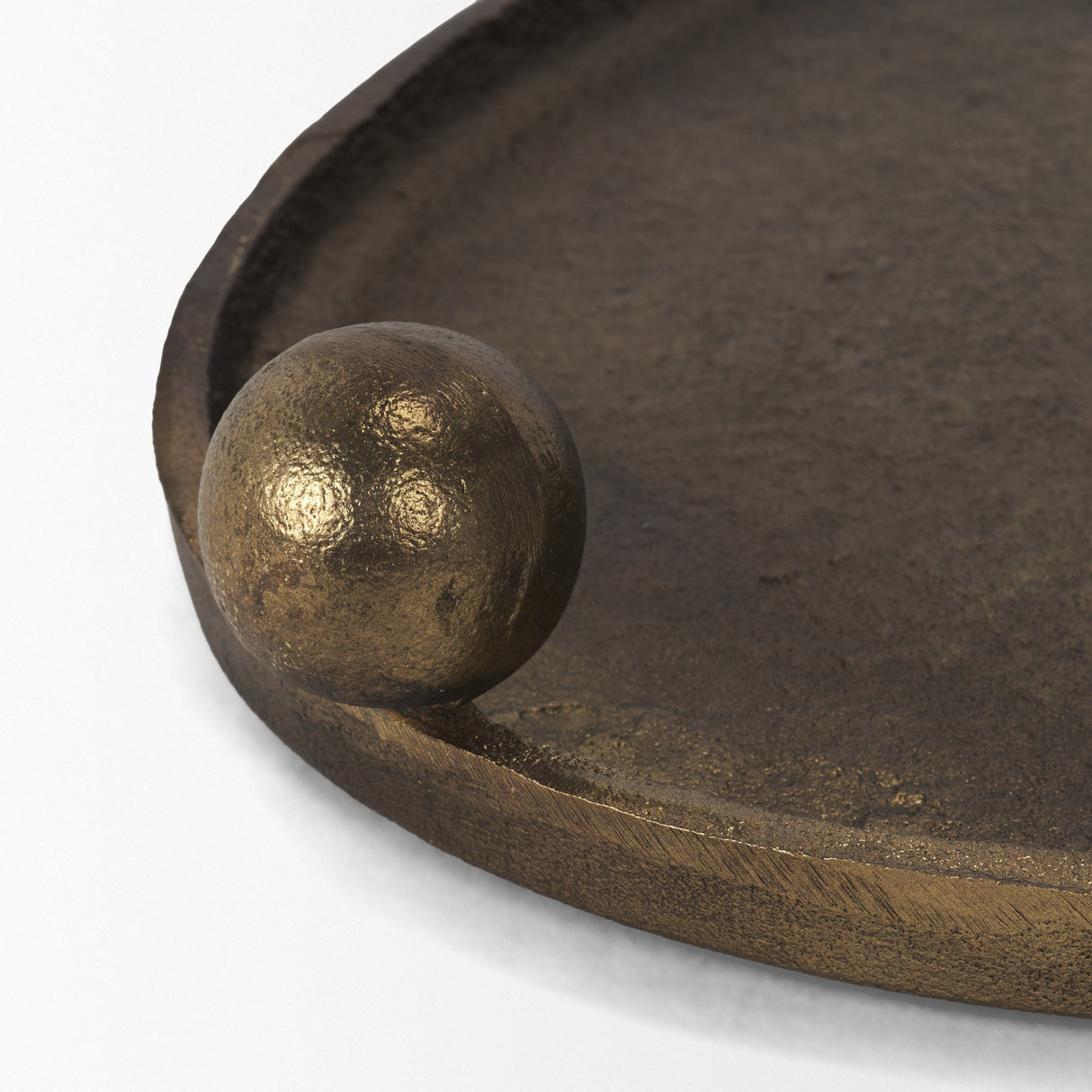 Jianna Small Oval Textured Antiqued Gold Metal Tray with Handles from Mercana - Luna Furniture