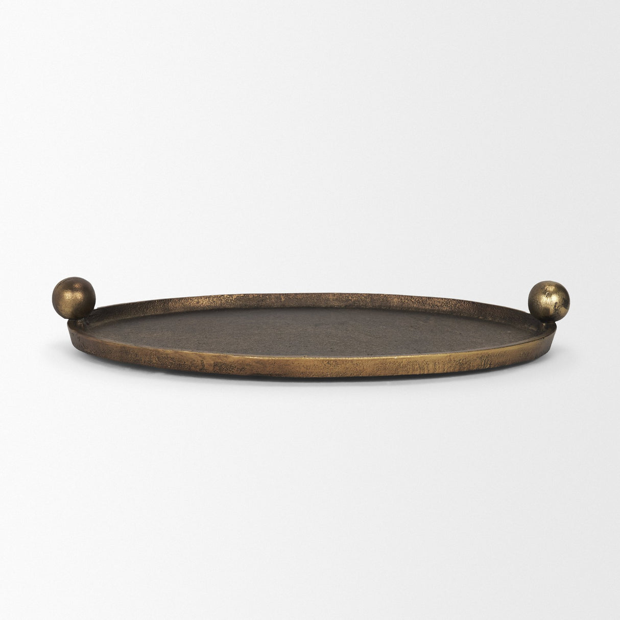 Jianna Large Oval Textured Antiqued Gold Metal Tray with Handles from Mercana - Luna Furniture