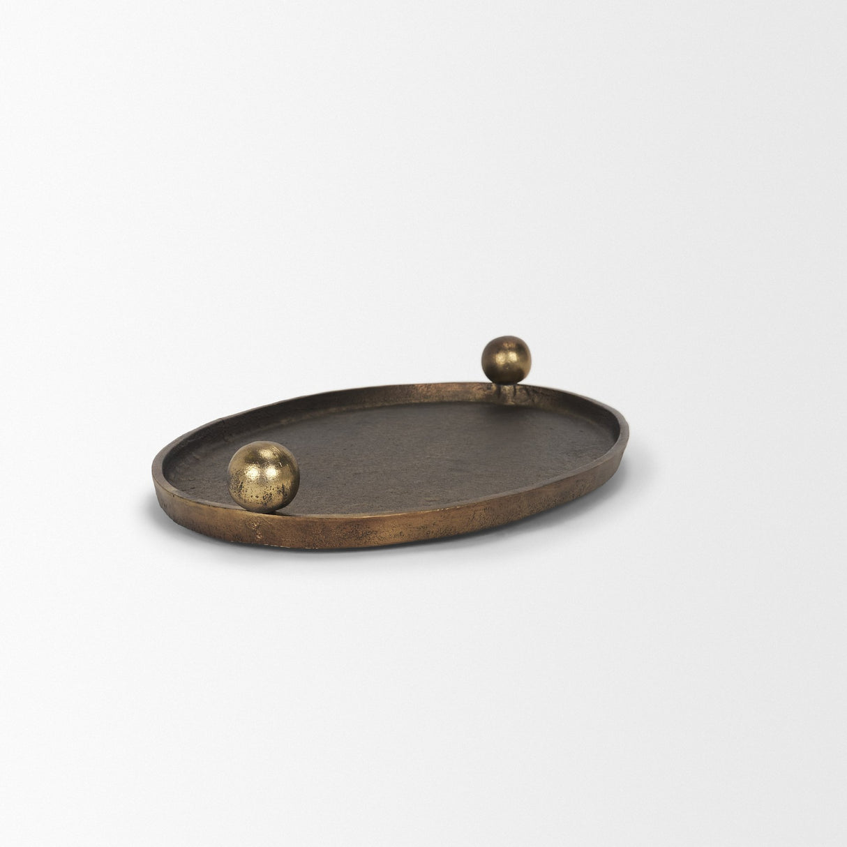 Jianna Large Oval Textured Antiqued Gold Metal Tray with Handles from Mercana - Luna Furniture
