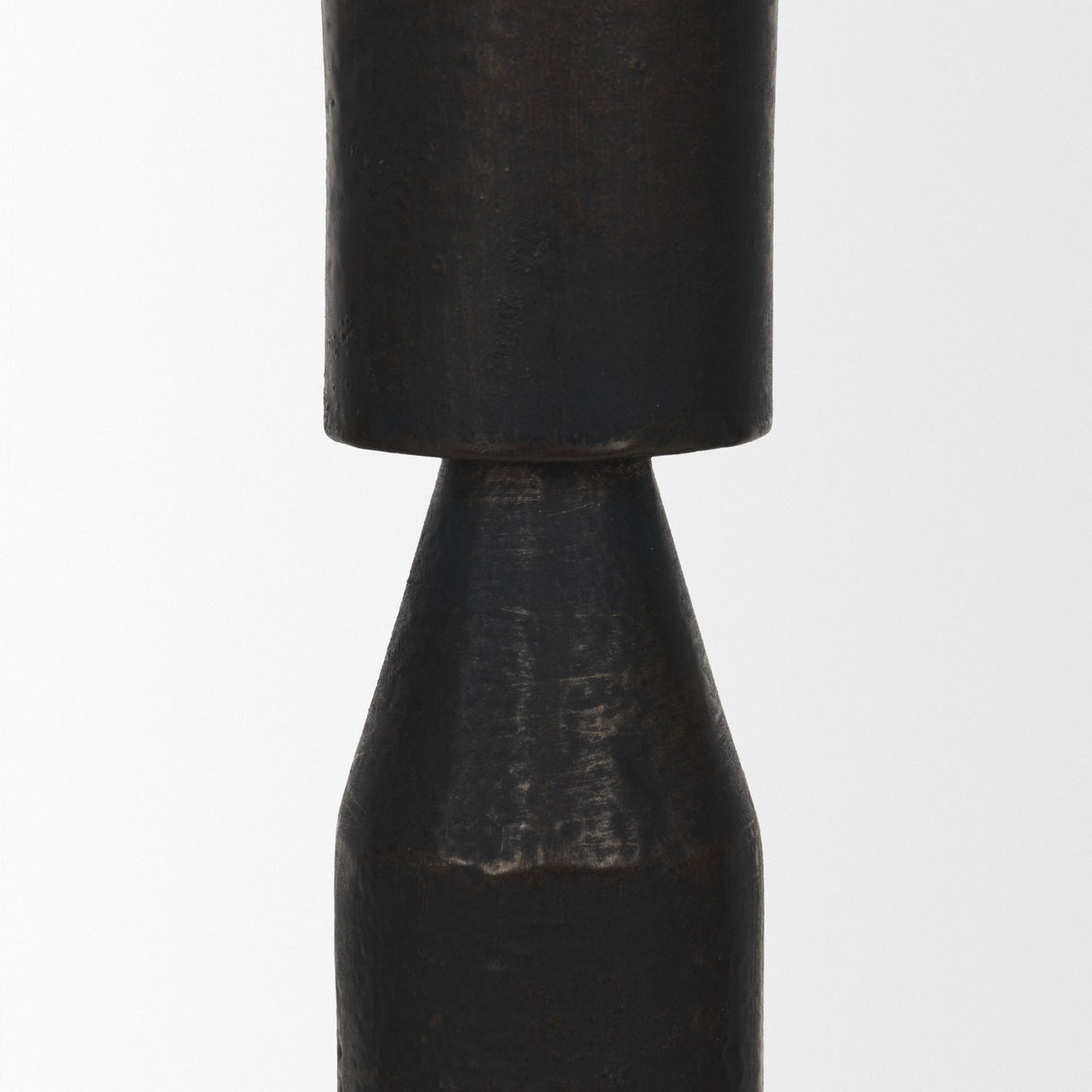 Declan Textured Matte Black Cast Metal Taper Candle Holder from Mercana - Luna Furniture