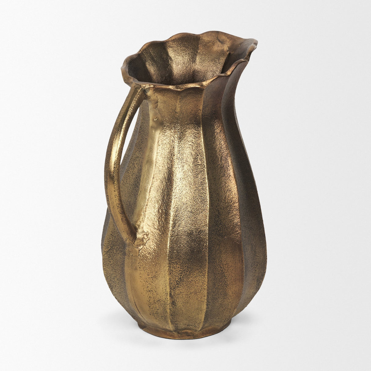 Anya Antiqued Brass Scalloped Petal Cast Metal Jug from Mercana - Luna Furniture