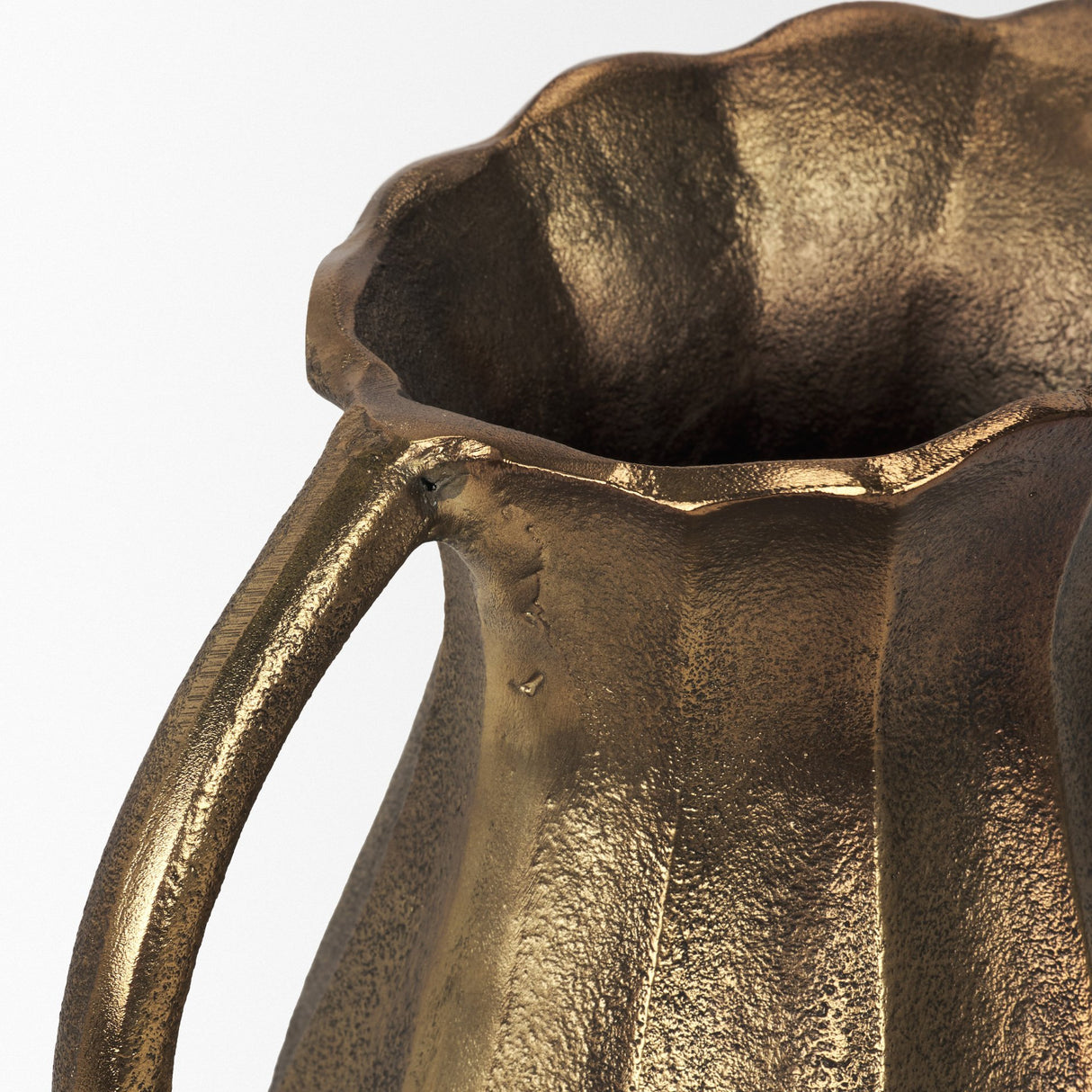 Anya Antiqued Brass Scalloped Petal Cast Metal Jug from Mercana - Luna Furniture