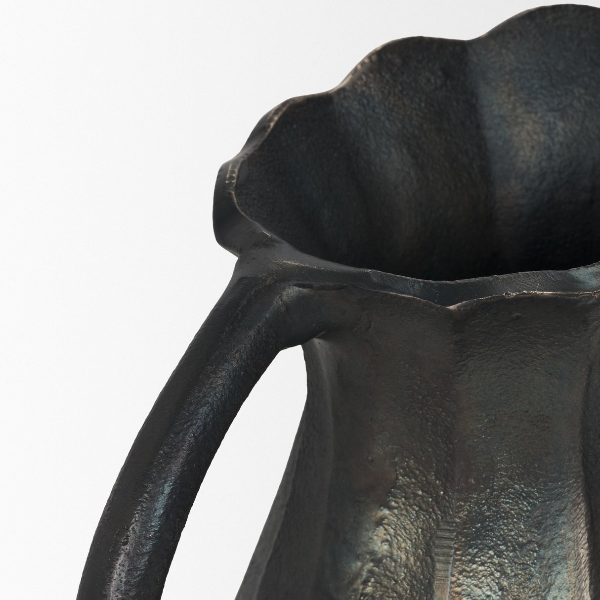 Anya Matte Black Scalloped Petal Cast Metal Jug from Mercana - Luna Furniture