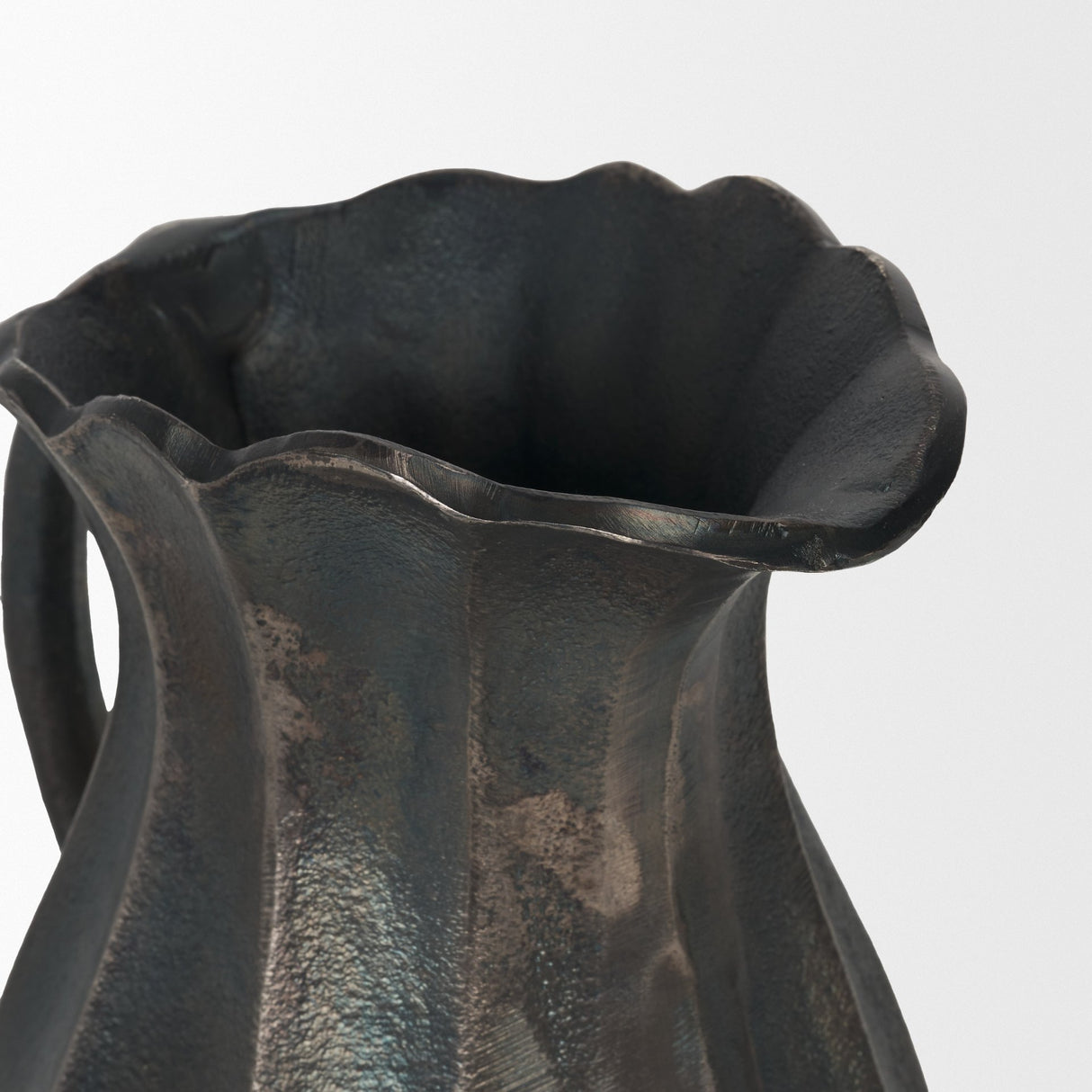 Anya Matte Black Scalloped Petal Cast Metal Jug from Mercana - Luna Furniture