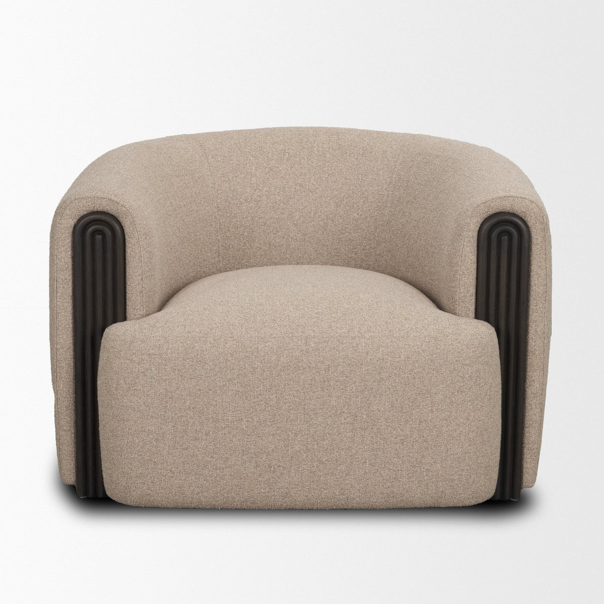 Kornelia Textured Mushroom Fabric Barrel Accent Chair from Mercana - Luna Furniture