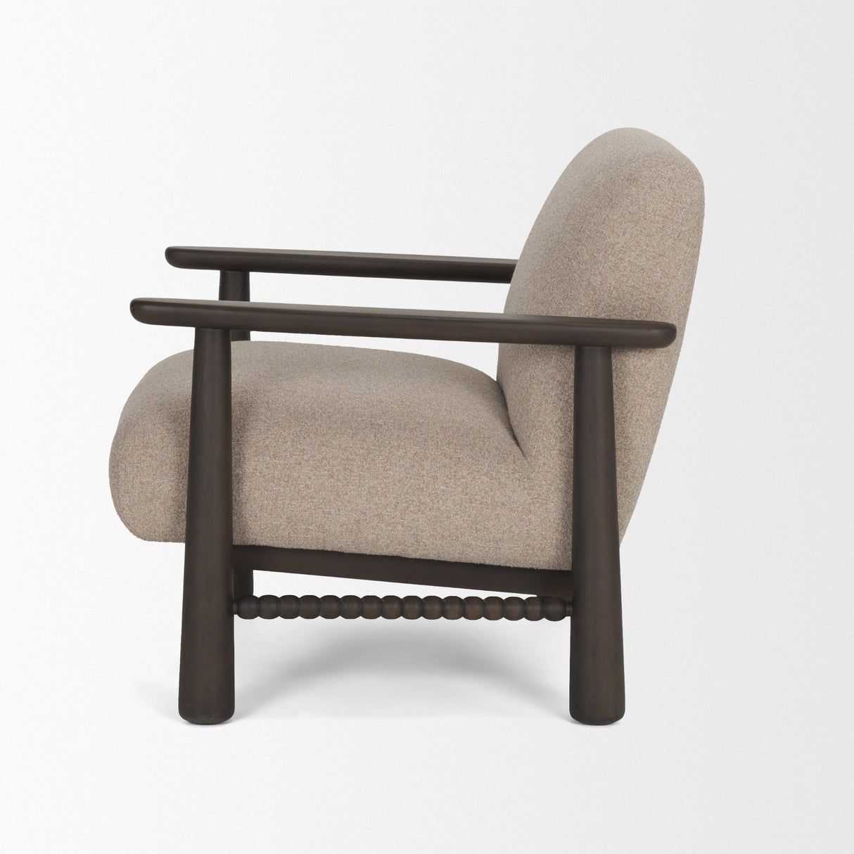 Willmar Textured Mushroom Gray Fabric Espresso Brown Wood Accent Lounge Chair from Mercana - Luna Furniture