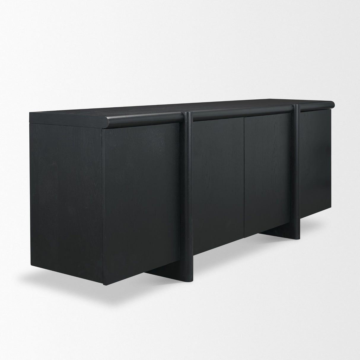 Rowan Black Oak Wood Closed 4 Door Sideboard from Mercana - Luna Furniture