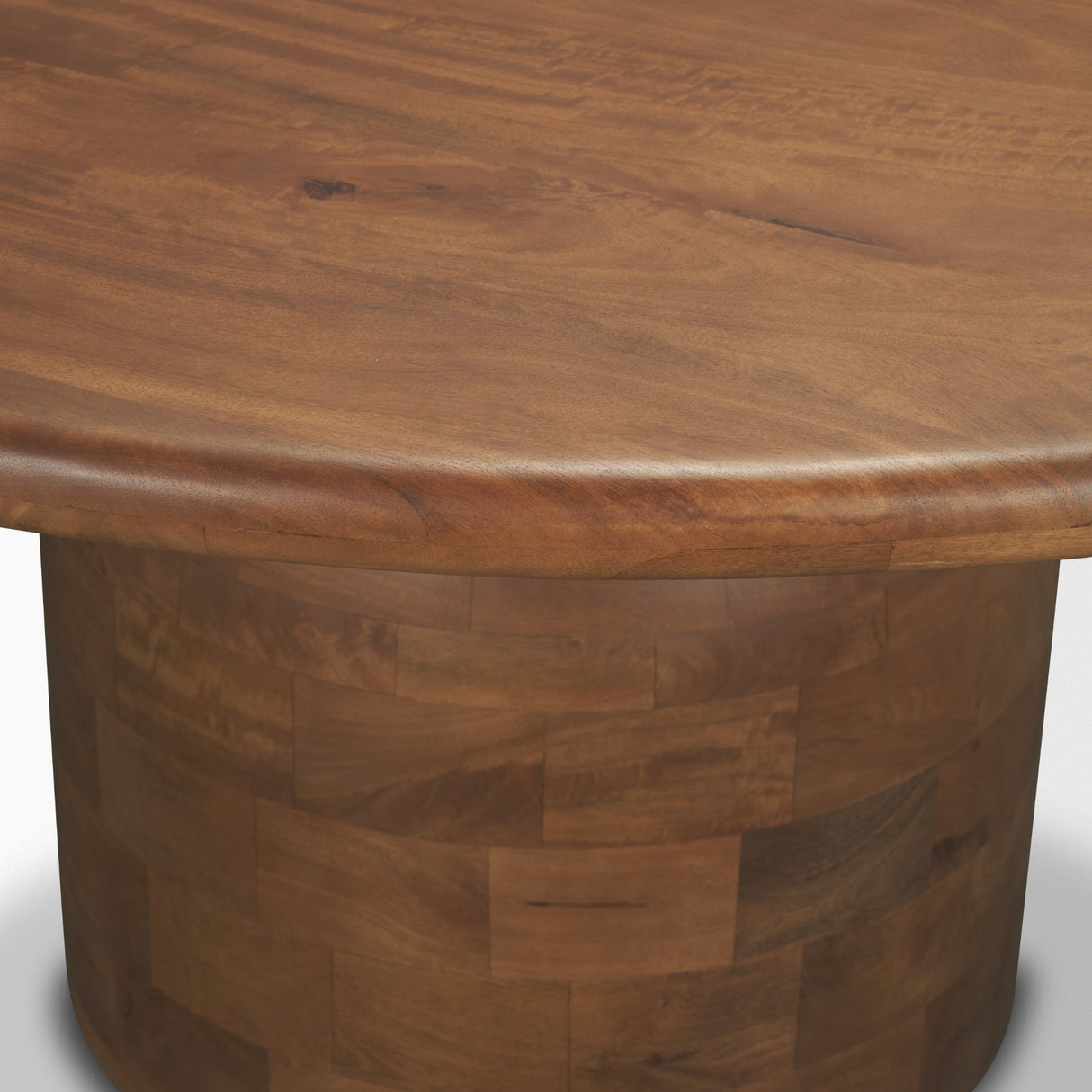 Atlas 60" Warm Mid-Brown Wood Stacked Pedestal Base Round Dining Table from Mercana - Luna Furniture