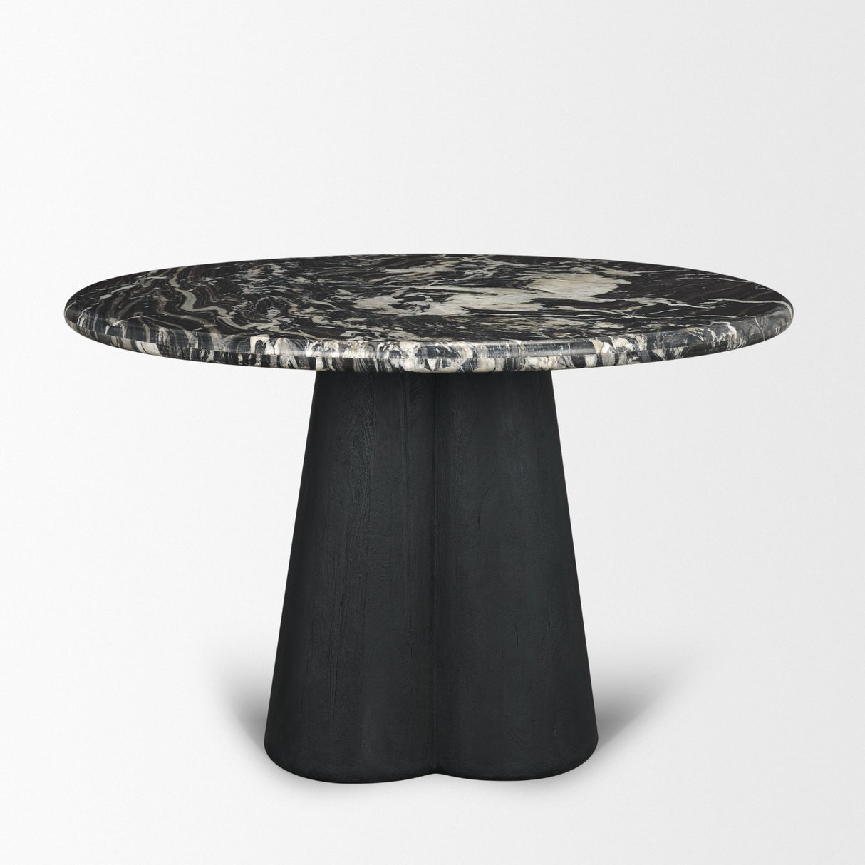 Marilyn 48" Black Forest Marble Black Wood Pedestal Round Dining Table from Mercana - Luna Furniture