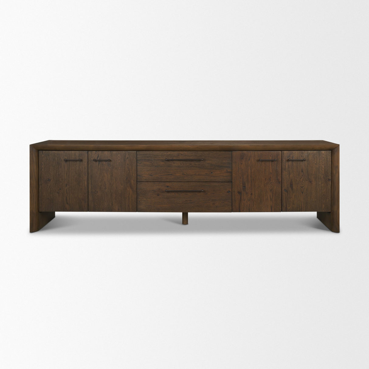 Belford 94" Dark Brown Oak Wood Media Console from Mercana - Luna Furniture