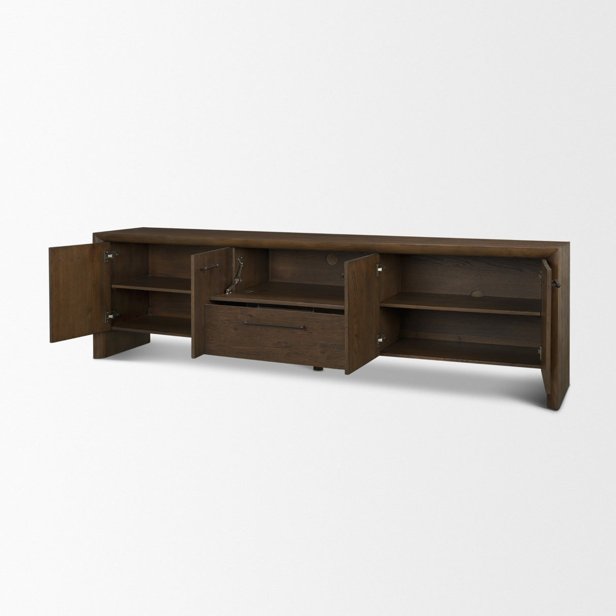 Belford 94" Dark Brown Oak Wood Media Console from Mercana - Luna Furniture